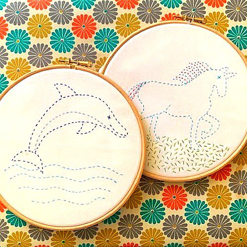 Sewing ring with dolphin patters outline