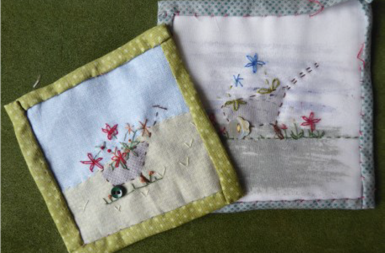 Hilary Jane Cheshire: Garden Wheelbarrow Embroidery
