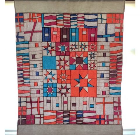 Modern sampler quilt  – window panel